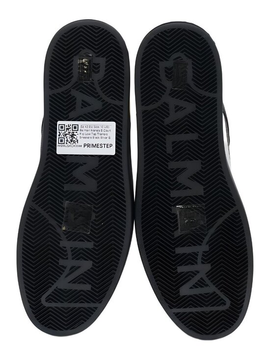 Balmain B Court Flip Low-Top Trainers Sneakers Black Silver Sz US 10 EU 43